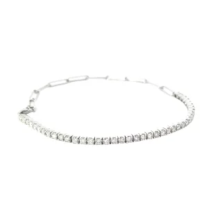 White Gold Diamond Paperclip Tennis Bracelet