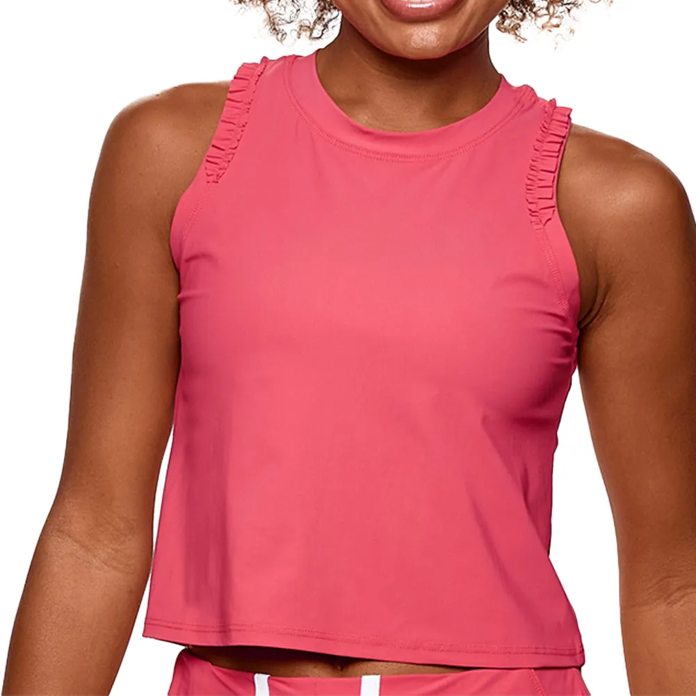 Women`s Ruffle Crop Tennis Tank Geranium