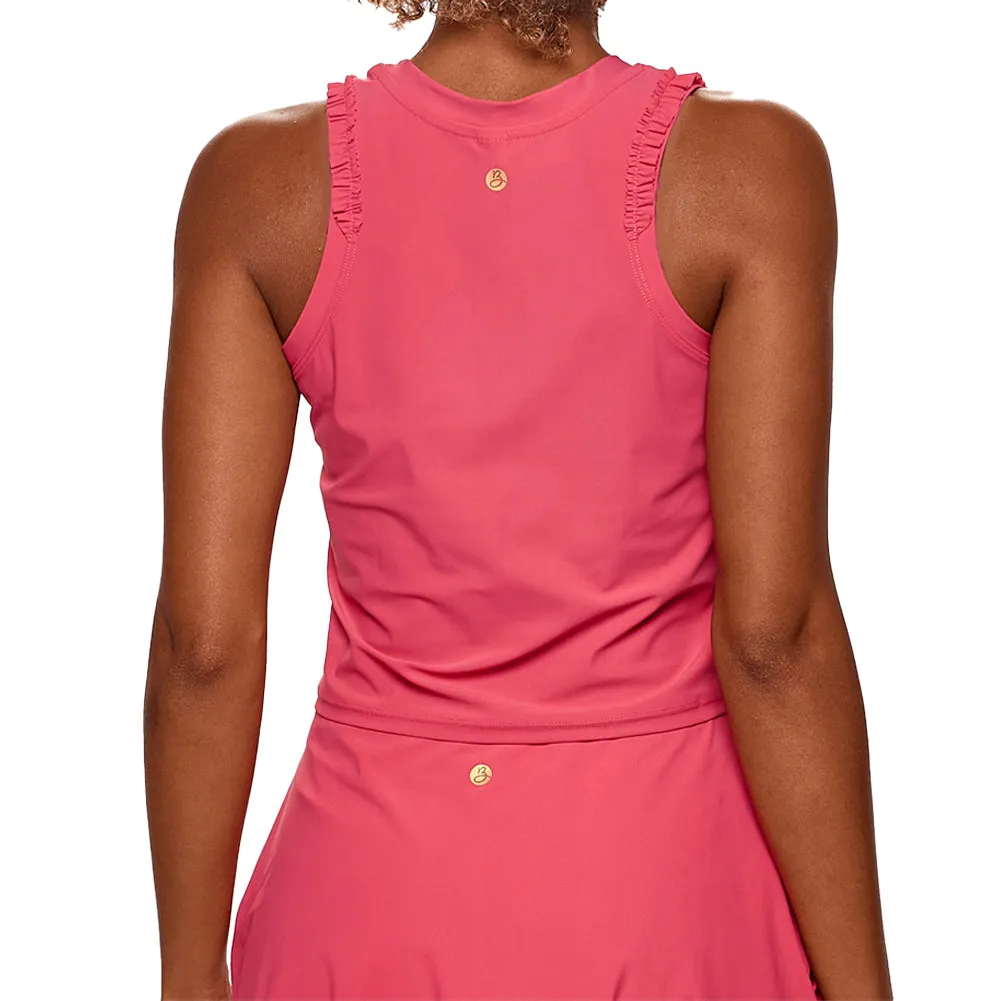 Women`s Ruffle Crop Tennis Tank Geranium